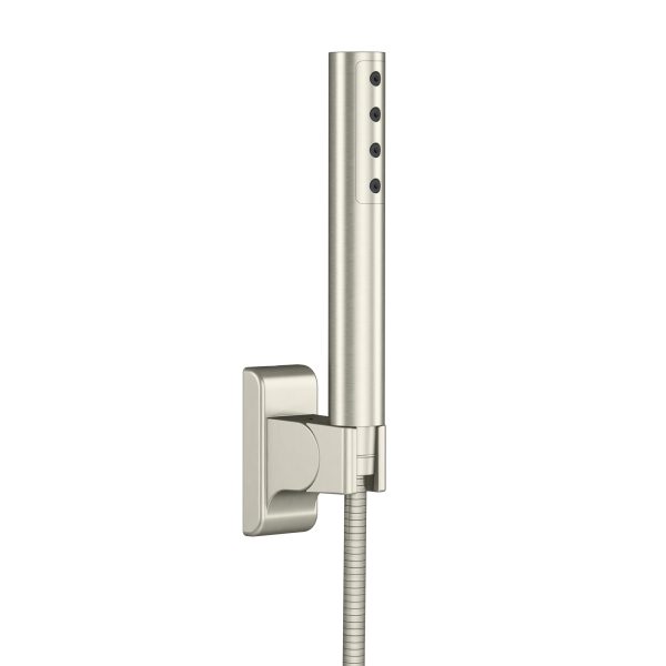 Modern Waterfall Tub Filler Wall Mounted Bathtub Faucet With Handshower Brushed Nickel 43037