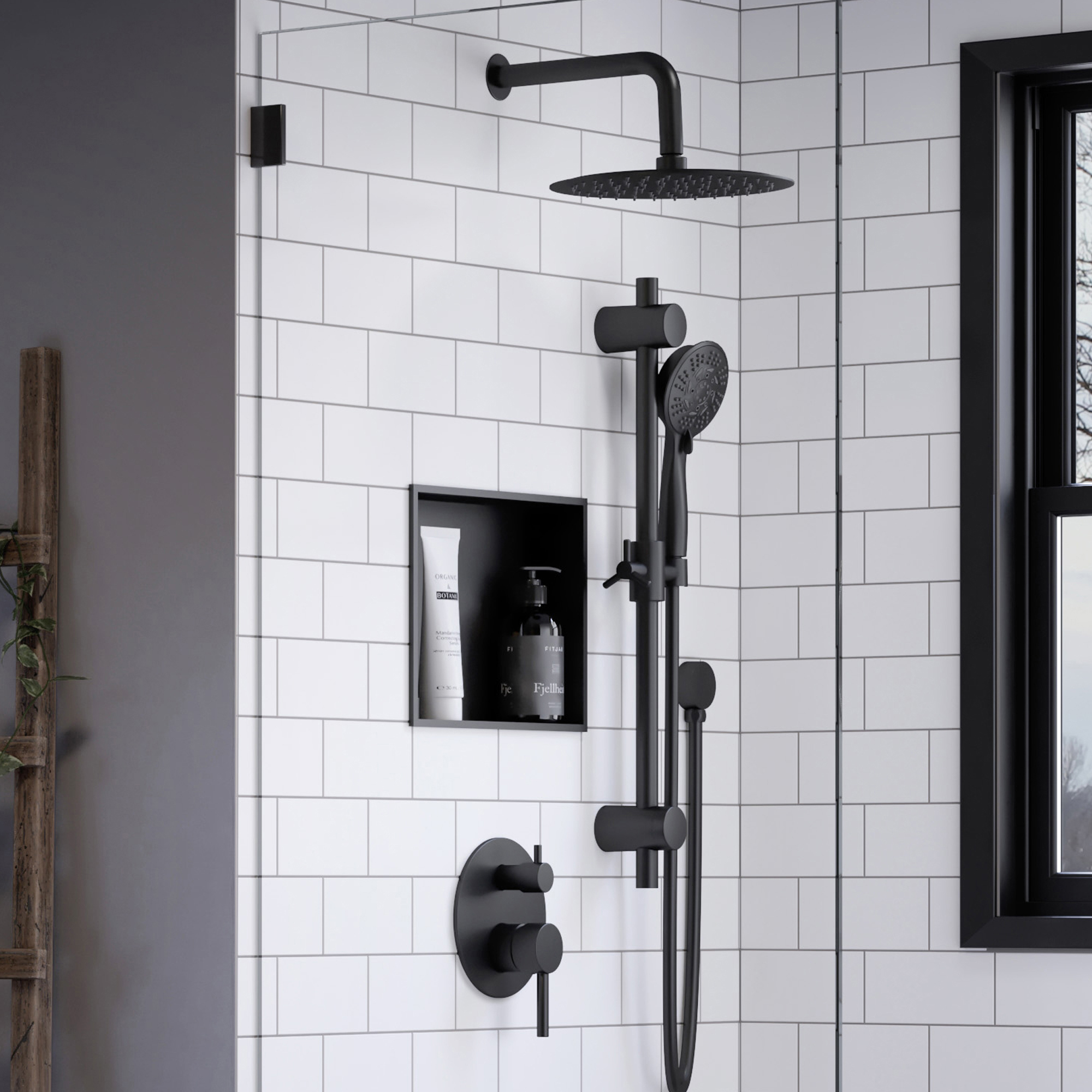 JACUZZI® 30 Matte Black Shower Shelf